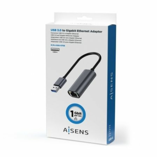 Adaptador USB 3.0 Aisens A106-0708/ USB Macho - RJ45 Hembra/ 15cm/ Gris - Imagen 3