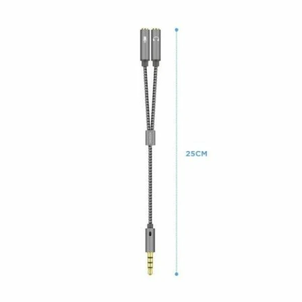 Cable Estéreo Aisens A128-0415/ Jack 3.5 Macho - 2x Jack 3.5 Hembra/ 25cm/ Gris - Imagen 2
