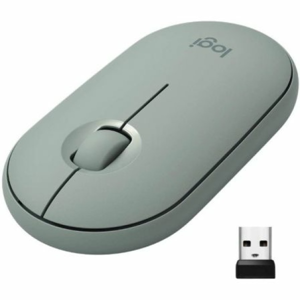 Ratón Inalámbrico por Bluetooth Logitech Pebble M350/ Hasta 1000 DPI/ Verde Eucalipto