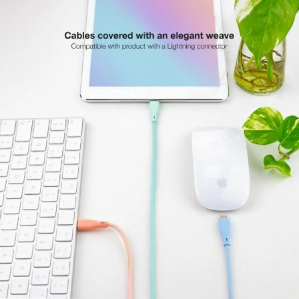 Cables USB 2.0 Lightning Nanocable 10.10.0401-CO1/ USB Macho - Lightning Macho/ 1m/ 3 Unidades/ Rosa, Azul y Verde - Imagen 3