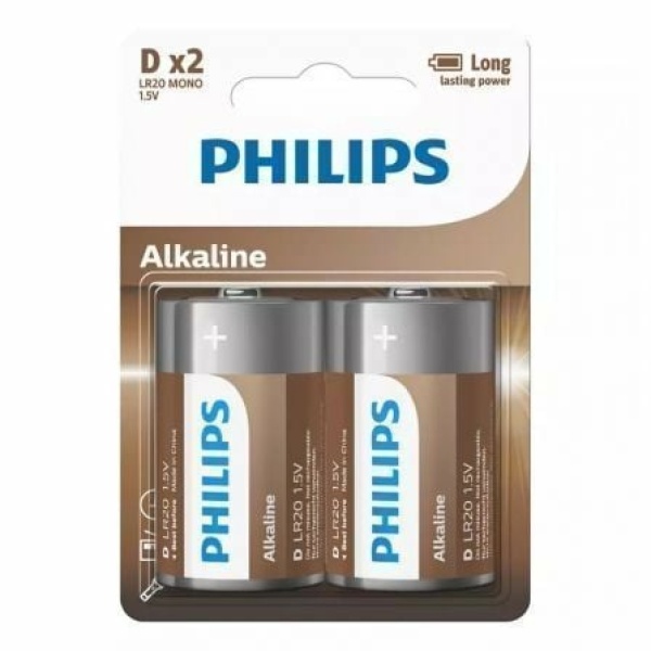 Pack de 2 Pilas D Philips LR20A2B/10/ 1.5V/ Alcalinas