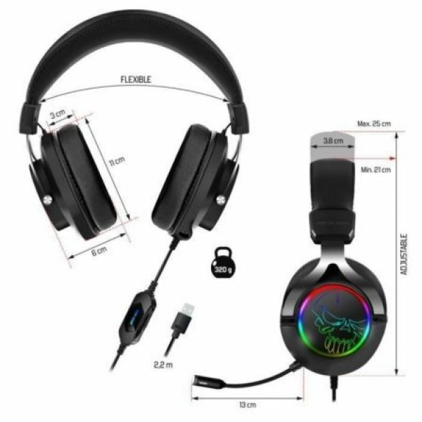 Auriculares Gaming con Micrófono Spirit of Gamer XPERT H600/ Jack 3.5/ USB 2.0/ Gris Oscuro - Imagen 3