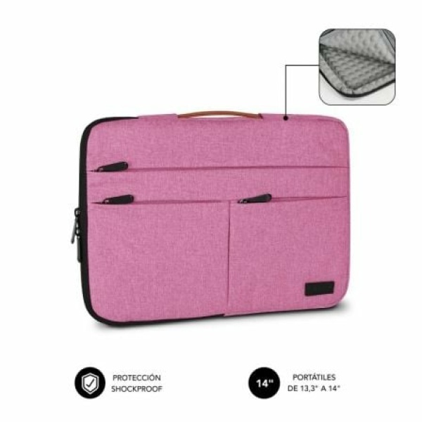 Funda Subblim Air Padding 360 Sleeve para Portátiles hasta 14"/ Rosa