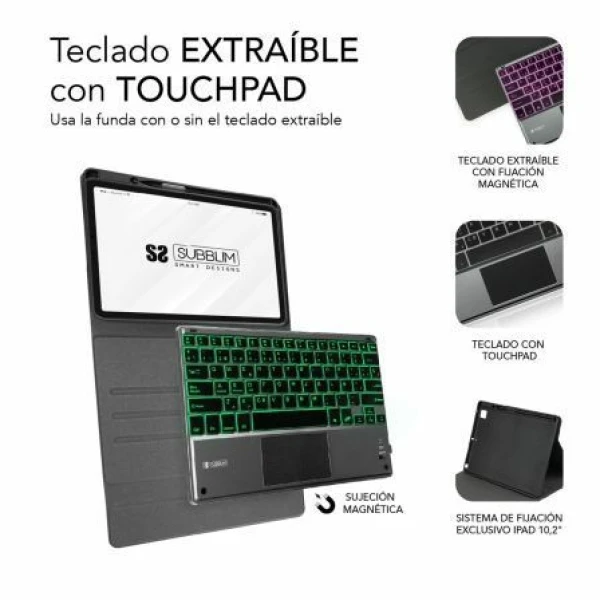 Funda con Teclado Subblim Keytab Pro Bluetooth Touchpad para Tablets Apple iPad Pro de 11" 2020/ Negra - Imagen 3