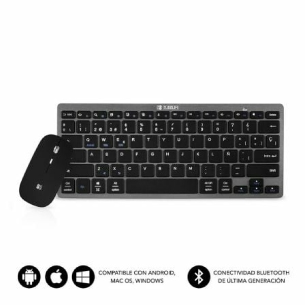 Teclado y Ratón Inalámbrico por Bluetooth Subblim OCO002 Dynamic Compact/ Gris