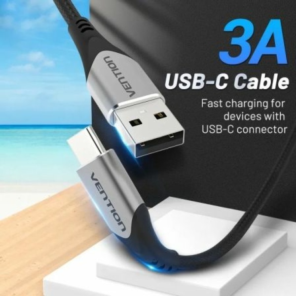 Cable USB 2.0 Tipo-C Vention CODHD/ USB Tipo-C Macho - USB Macho/ Hasta 60W/ 480Mbps/ 50cm/ Gris - Imagen 3