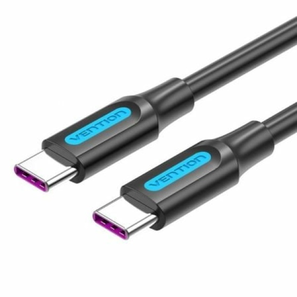 Cable USB 2.0 Tipo-C Vention COTBF/ USB Tipo-C Macho - USB Tipo-C Macho/ Hasta 100W/ 480Mbps/ 1m/ Negro