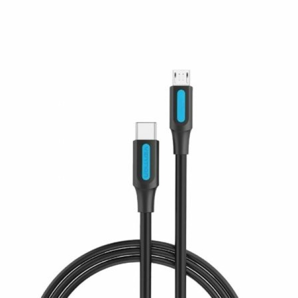 Cable USB 2.0 Tipo-C Vention COVBG/ USB Tipo-C Macho - MicroUSB Macho/ Hasta 10W/ 480Mbps/ 1.5m/ Negro - Imagen 3