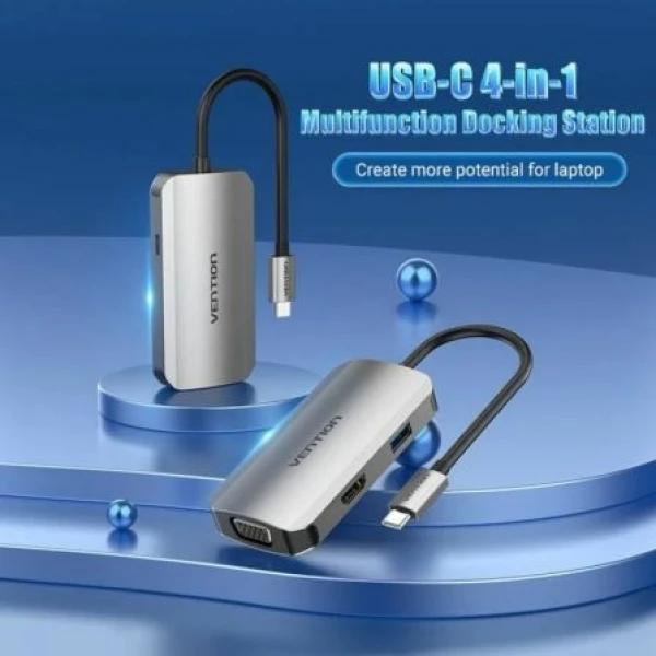 Docking USB Tipo-C Vention TOAHB/ 1xHDMI/ 1xVGA/ 1xUSB/ 1xUSB Tipo-C PD/ Gris - Imagen 2