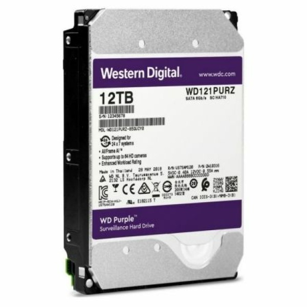 Disco Duro Western Digital WD Purple Surveillance 12TB/ 3.5"/ SATA III/ 256MB - Imagen 3