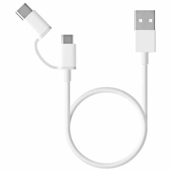 Cable USB 2.0 Xiaomi SJV4083TY/ USB Macho - Micro USB Macho/ USB Tipo-C Macho/ 30cm/ Blanco