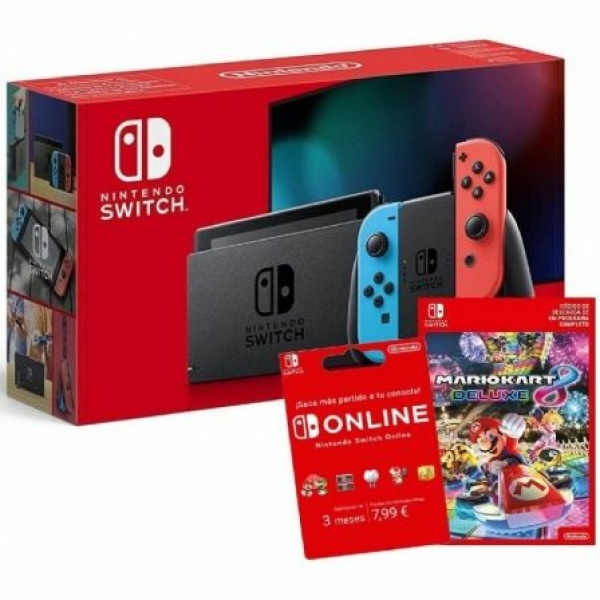 Nintendo Switch RED&BLUE/ Incluye Código Juego Mario Kart Deluxe 8/ 3 Meses Suscripción Nintendo Online