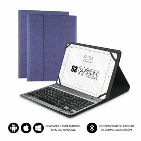 Funda con Teclado Subblim Keytab Pro Bluetooth para Tablets de 10.1"-10.8"/ Purpura