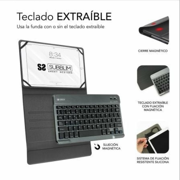 Funda con Teclado Subblim Keytab Pro Bluetooth para Tablets de 10.1"-10.8"/ Purpura - Imagen 3