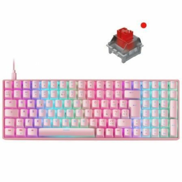 Teclado Gaming Mecánico Mars Gaming MKULTRAPRES Premium/ Rosa