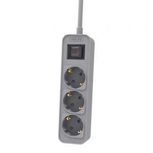 Regleta con Interruptor Philips CHP2134G/10/ 3 Tomas de corriente/ Cable 1.5m/ Gris
