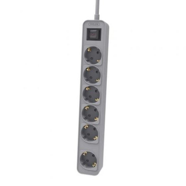 Regleta con Interruptor Philips CHP2164G/62/ 6 Tomas de corriente/ Cable 1.5m/ Gris