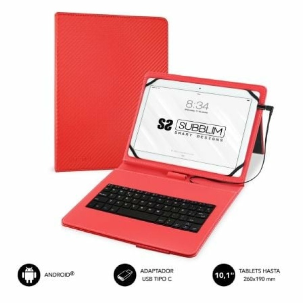 Funda con Teclado Subblim Keytab Pro USB para Tablets de 10.1"/ Roja