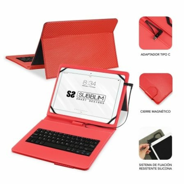 Funda con Teclado Subblim Keytab Pro USB para Tablets de 10.1"/ Roja - Imagen 2