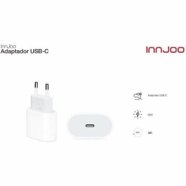 Cargador de Pared Innjoo USB Tipo-C / 1xUSB/ 2.2A/ Blanco - Imagen 2