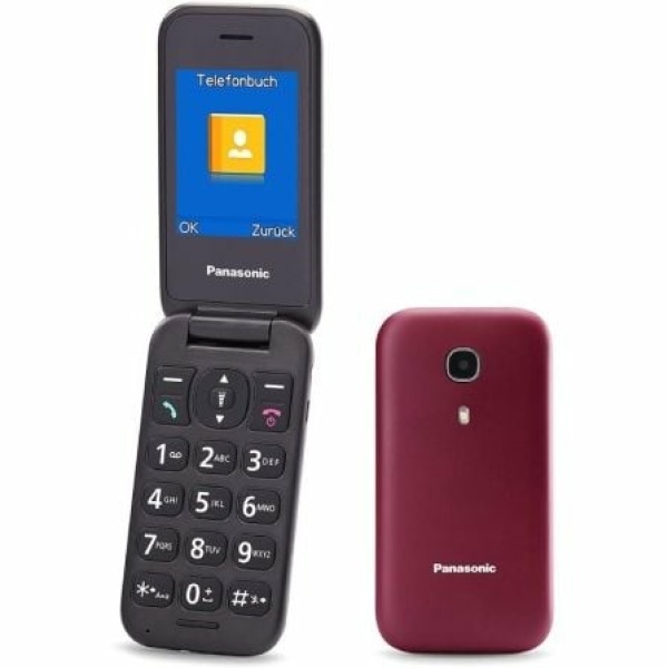 Teléfono Móvil Panasonic KX-TU400EXRM para Personas Mayores/ Rojo Granate