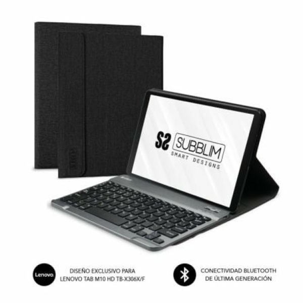 Funda con Teclado Subblim KeyTab Pro BT para Tablet Lenovo M10 HD TB-X306 de 10.1"/ Negra