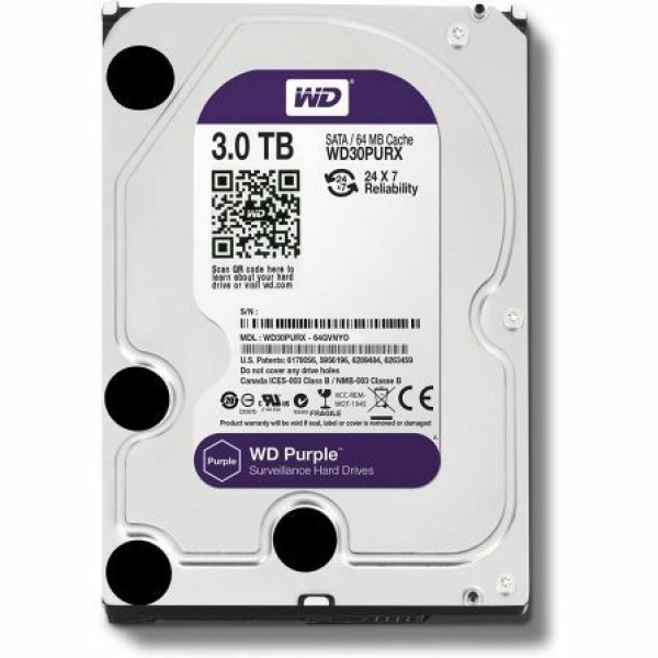 Disco Duro Western Digital WD Purple Surveillance 3TB/ 3.5"/ SATA III/ 64MB - Imagen 2