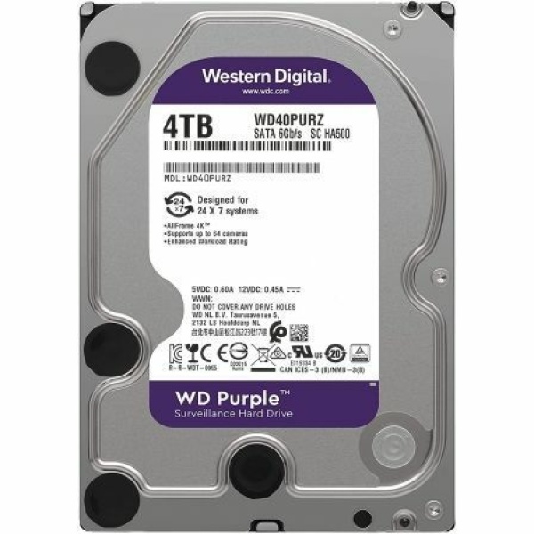 Disco Duro Western Digital WD Purple Surveillance 4TB/ 3.5"/ SATA III/ 64MB - Imagen 3