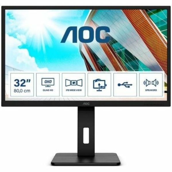 Monitor Profesional AOC Q32P2CA 31.5"/ QHD/ Multimedia/ Negro