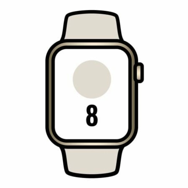 Apple Watch Series 8/ GPS/ Cellular/ 45mm/ Caja de Acero Inoxidable Oro/ Correa Deportiva Blanco Estrella