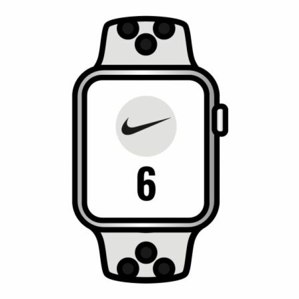 Apple Watch Series 6/ GPS/ 40mm/ Caja de Aluminio/ Correa Nike Deportiva Platino Puro y Negra