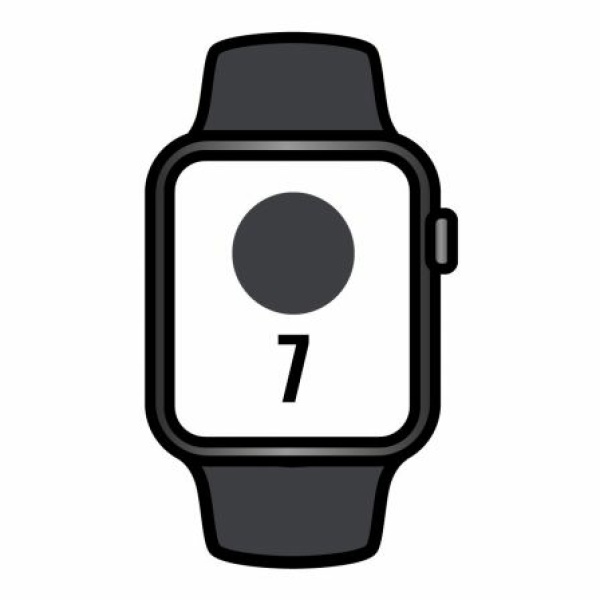 Apple Watch Series 7/ GPS/ 45 mm/ Caja de Aluminio en Negro Medianoche/ Correa deportiva Negro Medianoche