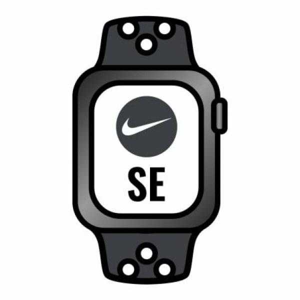 Apple Watch SE/ GPS/ Cellular/ 40mm/ Caja de Aluminio en Gris Espacial/ Correa Nike Deportiva Antracita y Negra