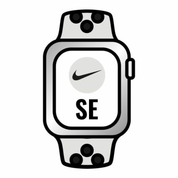 Apple Watch SE/ GPS/ Cellular/ 44mm/ Caja de Aluminio en Plata/ Correa Nike Deportiva Platino Puro y Negra