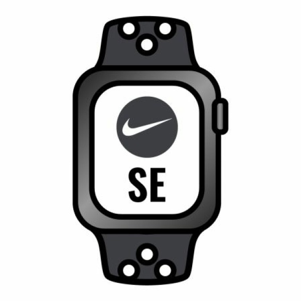 Apple Watch SE/ GPS/ 44mm/ Caja de Aluminio en Gris Espacial/ Correa Nike Deportiva Antracita y Negra