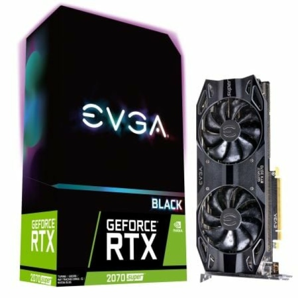 TARJETA GRÁFICA EVGA GEFORCE RTX 2070 SÚPER BLACK GAMING - 8GB GDDR6 - 1770 MHZ - PCI 3.0 - HDMI - 3*DISPLAYPORT - USB TIPO-C - ICX2 COOLING