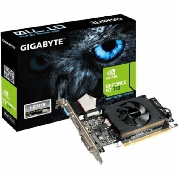 Tarjeta Gráfica Gigabyte GeForce GT 710/ 2GB DDR3/ Perfil Bajo