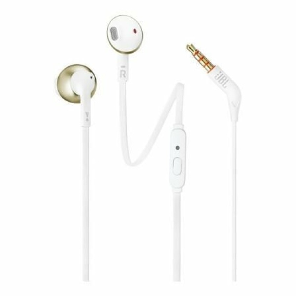 Auriculares Intrauditivos JBL 205/ con Micrófono/ Jack 3.5/ Oro Champán y Blancos