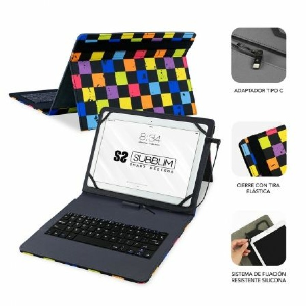 Funda con Teclado Subblim Keytab Pro USB Squares para Tablets de 10.1"-11" - Imagen 2