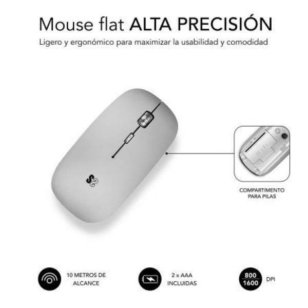 Ratón Inalámbrico por Bluetooth Subblim Flat/ Hasta 1600 DPI/ Plata - Imagen 3