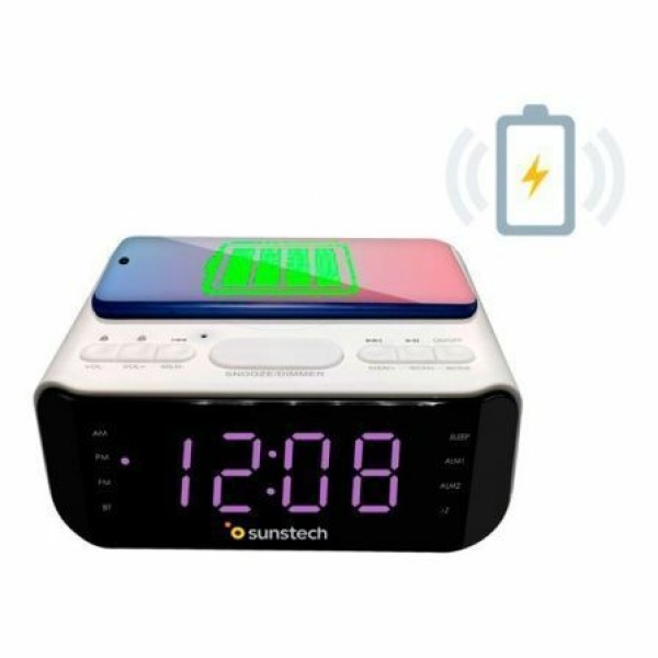 Despertador Sunstech FRD50BTWCWT/ Radio FM/ Base de carga Inalámbrica - Imagen 2