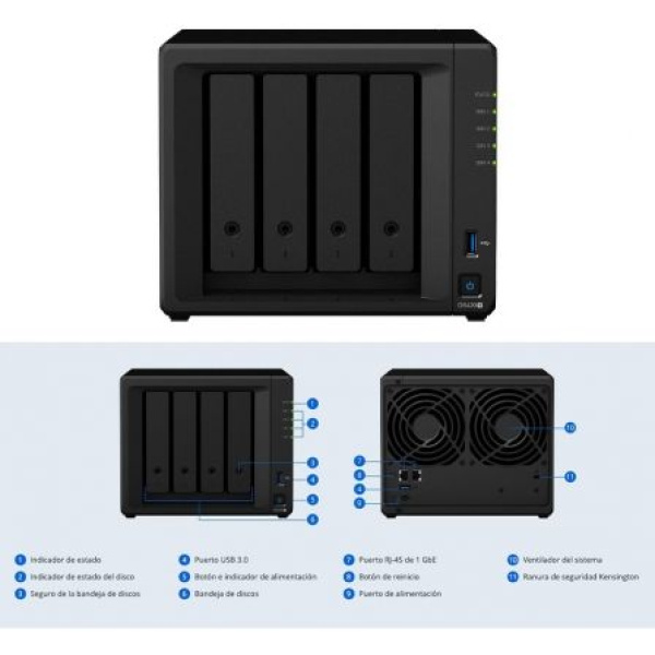 NAS Synology Diskstation DS420+/ 4 Bahías 3.5"- 2.5"/ 2GB DDR4/ Formato Torre - Imagen 2