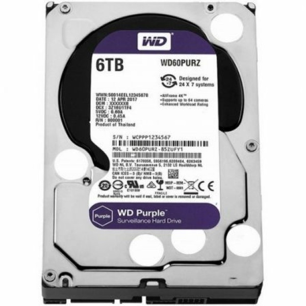 Disco Duro Western Digital WD Purple Surveillance 6TB/ 3.5"/ SATA III/ 64MB - Imagen 3