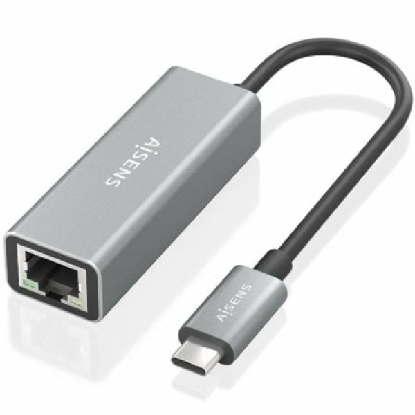 Adaptador USB 3.0 Aisens A109-0898/ USB Tipo-C Macho - RJ45 Hembra/ 15cm/ Gris - Imagen 2