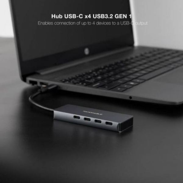 Hub USB Tipo-C Nanocable 10.16.4504/ 4xUSB Tipo-C/ Gris - Imagen 3