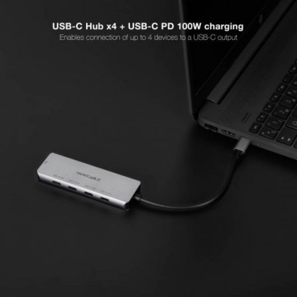 Hub USB Tipo-C Nanocable 10.16.4505/ 4xUSB Tipo-C/ 1xUSB Tipo-C DP/ Gris - Imagen 3