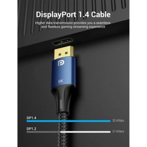 Cable Vention HCELF/ DisplayPort Macho - DisplayPort 8K Macho/ 3m/ Azul - Imagen 3