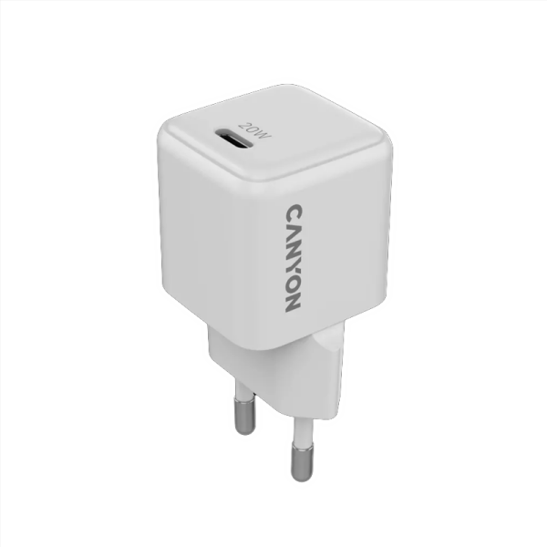 CANYON CARGADOR CU20C GAN 20W 1XPD USB-C EU BLANCO