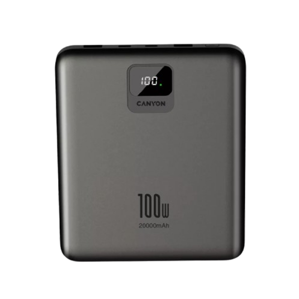 CANYON POWERBANK (BATERIA EXTERNA) PB-2008 LED FLAT 20000 MAH PD100W QC3.0 GRIS OSCURO