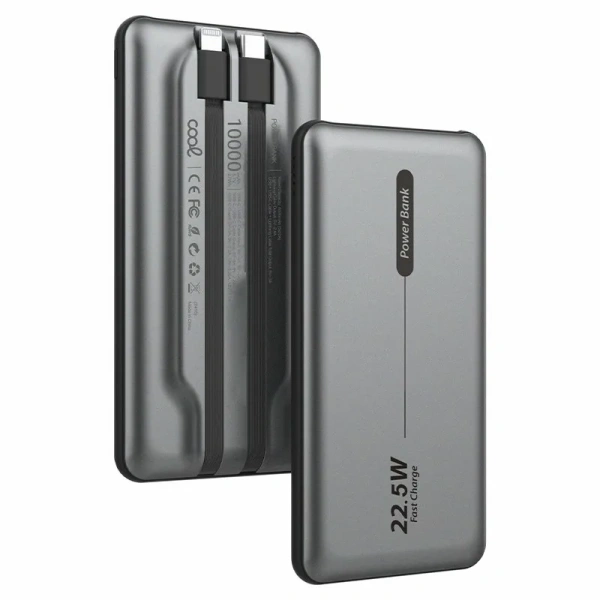 COOL BATERIA EXTERNA UNIVERSAL POWER BANK 10.000 MAH PD 22.5W (2 CABLES) GRIS